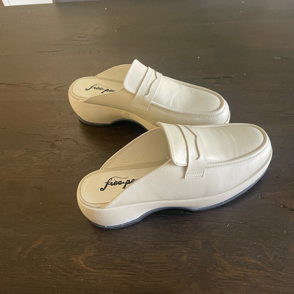 White free people Winston slip on loafers